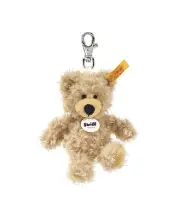 Steiff Charly Light Beige Fluffy Teddy Bear Key Ring, Purse/Backpack Charm, New