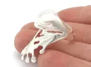 Frog Ring Adjustable Ring Shiny Silver Plated Brass 1 Pc. 7US - 10 US size 2893