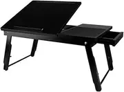 Desktop Adjustable Laptop Bed Desk,Drawer/Rail/Card Slot/Folding Leg Portable Bed Tray Table,Writing Eating Game Bed Tray Write