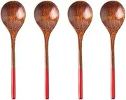 Tablespoons 4 Pcs Creative Japanese Style Wooden Spoon Teaspoons Handmade Wood Iced Tea Spoons Small Stirring Spoon Espresso Mixing Spoons Serving Spoon