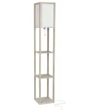 BRIGHTECH Maxwell Rustic Wood LED Shelf Floor Lamp