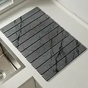 Stone Drying Mat Kitchen, 11.8'' X 15.7'' Stone Drying Mat for Kitchen Counter, Eco-Friendly Instant Drying Pad, Foldable Super Absorbent Washable Diatomaceous Earth Dish Drainer Mat(F)