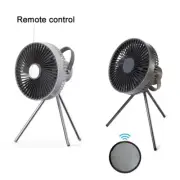 10000mAh 4 Gears Ceiling Fan Desk Fan with Remote Control Timer LED Light Lamp