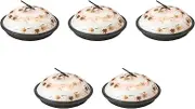 Set of 5, Black Glazed Flower Play Ceramic Plate, 6.7 x 2.8 inches (17 x 7 cm), Ceramic Plate, Reinforced Lid, Setomonohonpo