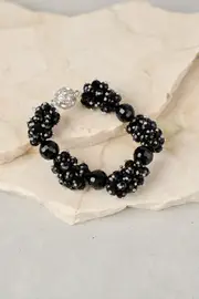 Noir Glass Bead Bracelet - Black