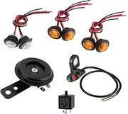 xioaue Universal Motorcycle Turn Signal Light LED Kit with Horn Turn Signal Headlight Horn 3-Pin Relay for ATV UTV