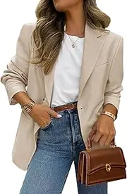 [PRETTYGARDEN] 2025 Blazers for Women Business Casual Long Sleeve Lapel Open Front Suit Jacket Work Blazer with Pockets