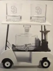 Padres MLB Golf Cart Whiskey Decanter + 2 Heavy Glasses Great Gift Free Ship Big