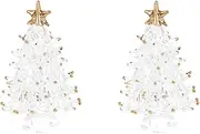ifundom 2pcs Crystal Christmas Tree Figurine Crystal Christmas Tree Desk Crystal Plant Xmas Tree Decorations Green Plants Green Greenery Decor Artificial Xmas Trees Xmas Glass
