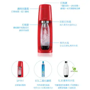 Sodastream Spirit 時尚風自動扣瓶氣泡水機(多色選)(福利品)-保固2年