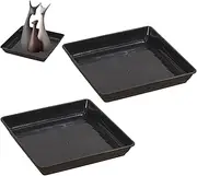 Plant Pot Tray - Wide Applications Square Planter Container Plate - Flower Pot Saucers Set of 2 for Gardening Seeding Germinating Interior Exterior Decoration