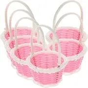 6Pcs Tiny Plastic Woven Baskets with Handles for Storage Baskets for Easter Egg Hunts Wedding Decor Crafts and Organizing