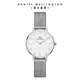 Daniel Wellington 手錶 Petite Sterling 28mm 星鑽銀米蘭金屬錶(DW00100220)