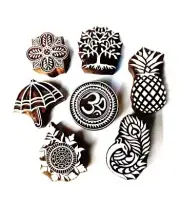 Wooden Printing Block Fabric Carved printing Stamp Set of 7 Piece Handmade