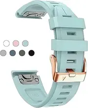 [KAVJU] 20mm Soft Silicone Strap for Garmin fenix 5S/5S Plus/6S/7S/Instinct 2S/D2, Quick with Rose Gold Buckle Breathable Waterproof Wristband Accessory