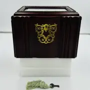 Bombay Company 2002 Mahogany Wood Photo Box Storage 8.5" x 6" x 6" with Key NEW