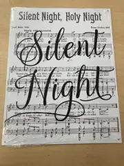 Silent Night Holy Night 12.5/16 Tin Sign Black And White