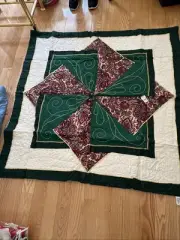 American Pacific Hand Quilted Patchwork Quilt "card Trick " 60" x 50" Vtg
