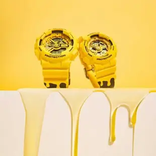 【CASIO 卡西歐】G-SHOCK &BABY-G 甜蜜情人 亮眼蜂蜜黃 人氣雙顯 限量對錶 SLV-22A-9A