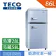 TECO東元 86L一級能效定頻雙門復古式冰箱 R1086B (含拆箱定位+舊機回收)