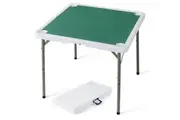 Costway 90cm Folding Mahjong Table 4 Player Game Card Table w/Cup Holders & Smooth Felt Mat Family Party Picnic Green