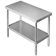 Stainless Steel Prep Table, 122 x 46 x 86 cm, 250kg Load Capacity Heavy Duty Metal Worktable with Adjustable Undershelf, Commercial Workstation for Kitchen Restaurant Garage