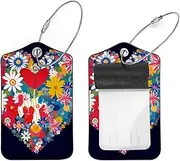 [YTYVAGT] Luggage Tags for Suitcases,Travel Tags for Luggage,British Flag Heart Flower,2-Pc