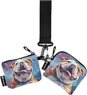 [XYMZR] Mini Zip Around Wristlet keychain Wallet Pugdog Space Galaxy for Women Personalized Pattern Detachable Dual Pouch Wristlet Portable Wallet Phone Coin Purse, Multi-colored, One Size