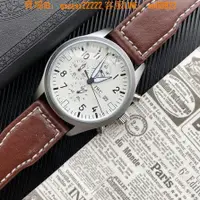 在飛比找蝦皮購物優惠-IWC萬國飛行員系列真皮計時機械男士精品手錶商務腕錶男錶