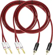 uxcell 2 Pcs 1 RCA to 2 4mm Banana Plug Speaker Cable, 14AWG Gold Plated RCA Audio Cable, Splitter Audio Cable for Speaker Amplifiers Subwoofer, 4.9ft