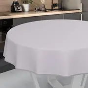 Oilcloth Tablecloth, Washable, Oilcloth, Garden Tablecloth, Outdoor, Indoor, Round, 140 cm with Hem, Grey