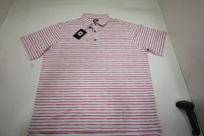 FootJoy Golf Chalk Line Print Stretch Pique Self Collar Polo Mens Size XL