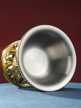 民族風合金擺件 八吉祥鎏金水碗家用器皿客廳裝飾 (8.3折)