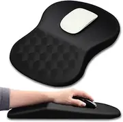 Mouse Pad Wrist Support, Ergonomic Mouse Pad with Wrist Rest, Comfortable Computer Mouse Pad for Laptop, Pain Relief Mousepad with Non-Slip PU Base for Wireless Mouse & Desk
