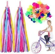 Kids Bike Accessories Set, 2 Pack Bike Tassels + 36Pcs Spoke Beads for Kids Girls, Rainbow Bike Accessories Colorful Tassel Ribbons Bicycle Clip Beads Kids Bike Accessories for Micro Scooter Tricycle