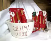 Rae Dunn BATTER MIXING BOWL Christmas Cookies ROLLING PIN Whisks SPATULAS NWT