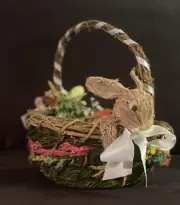 Easter Bunny Basket Kids Natural Basket Eggs Flowers Bunny New US