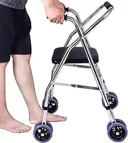 Height Adjustable Mobility Walker Lightweight Folding 4 Wheel Rollator Portable Mobility Aid For Elderly Seniors Disabled Supports Up To 330 Lbs With Padded Seat