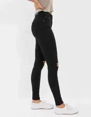 NWT $60 American Eagle Next Level Ripped High V-Rise Jegging Black Jeans 6R/28