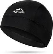 [RALSPEC] Moisture Wicking Cycling Skull Cap Womens Mens Running Hat Under Helmet Liner Lightweight Beanie, Black, S-L