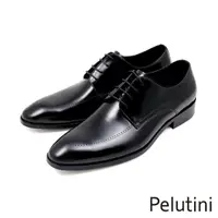 在飛比找momo購物網優惠-【Pelutini】經典素面質感細孔綁帶德比鞋 黑色(311