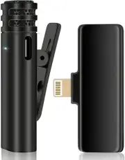 Wireless Microphone Compatible With iPhone iPad, Wireless Lavalier Lapel Mic