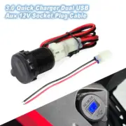 3.0 Quick Charger Dual USB Aux 12V Socket Plug Cable For Honda NX400/500 CB500X