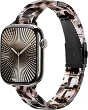 Slim Resin Band Compatible With Apple Watch Band Women 38mm 40mm 41mm 42mm 44mm 45mm 46mm, Thin Lightweight Bracelet Dressy Wristband For iWatch Band Women Series 10 SE 9 8 7 6 5 4 3