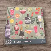 Galison 500 piece puzzle FESTIVE DRINKS w/ poster NEW - HOLIDAY
