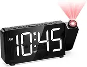 ORIA Projection Alarm Clock, 7.4'' LED Alarm Clock with 180° Rotatable Projector, Digital Clock Projector with Adjustable Brightness & Volume, Snooze, DST for Home, Kid, Elderly, Heavy Sleeper