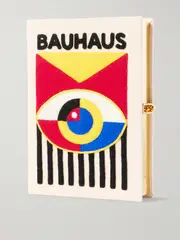 [Olympia Le-Tan] Olympia Le-Tan - Art Movements Bauhaus Embroidered Appliquéd Canvas Clutch - White - One size One size White