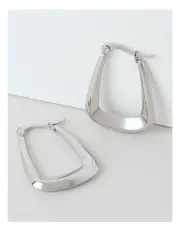 [Basque] Angular Hoop Earrings in Silver