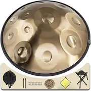 PTEROMYS Handpan Drum, 18 Inches Drum Set, 440Hz 9 Notes Instrument Premium Steel Hand Drum Includes Carrying Case, Drumsticks, Spiral Wraps, Instruction Guide