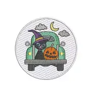 Halloween Pickup Truck Patch Embroidered Iron-on/Sew-on Applique